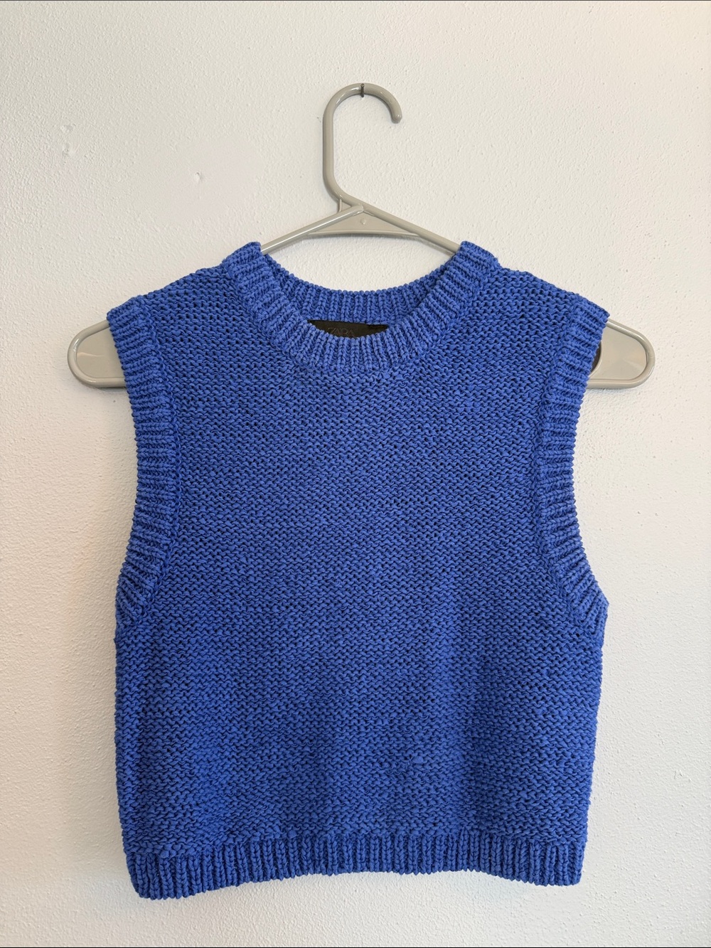 Zara Sleeveless Knit Sweater Cropped Top - Cobalt Blue - Size S